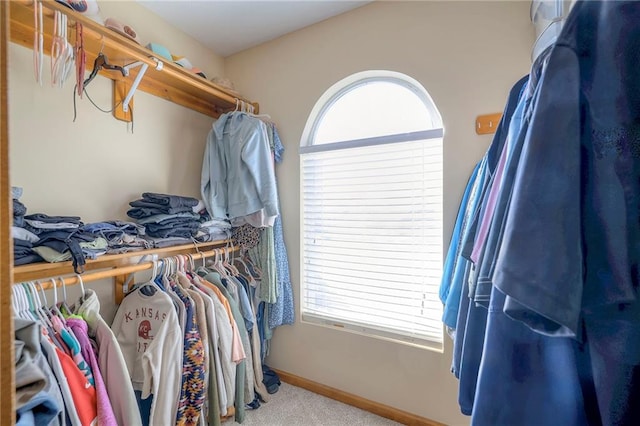 spacious closet with carpet flooring