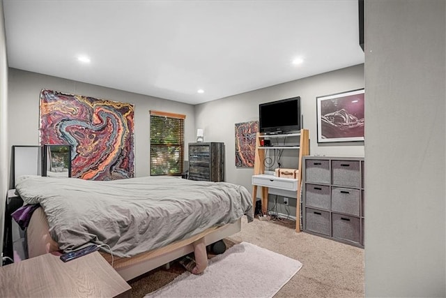 bedroom featuring carpet floors and recessed lighting