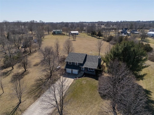 bird's eye view with a rural view