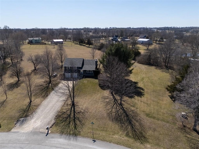 bird's eye view with a rural view