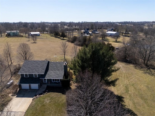 aerial view with a rural view