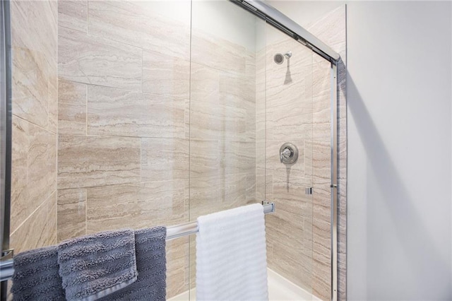 bathroom with a stall shower