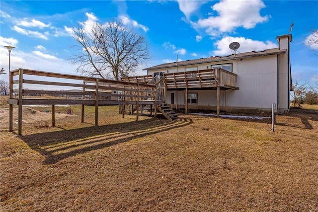 exterior space featuring a deck and stairs