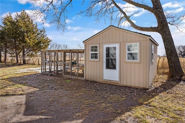 view of poultry coop with fence