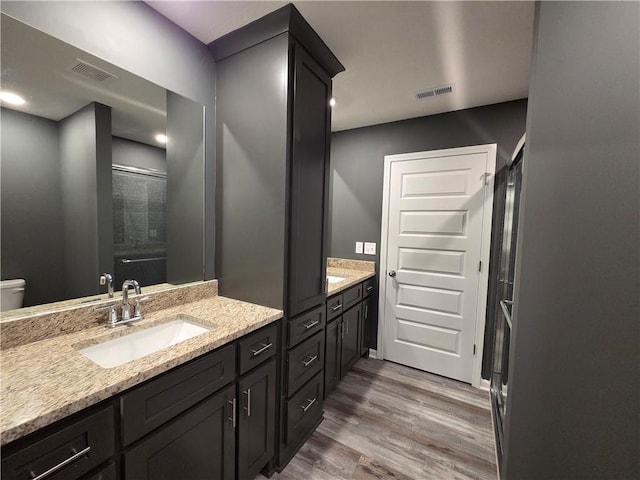 540 N Lexington St, Adrian, MO 64720 - full bath featuring vanity, wood finished floors, toilet, and a shower