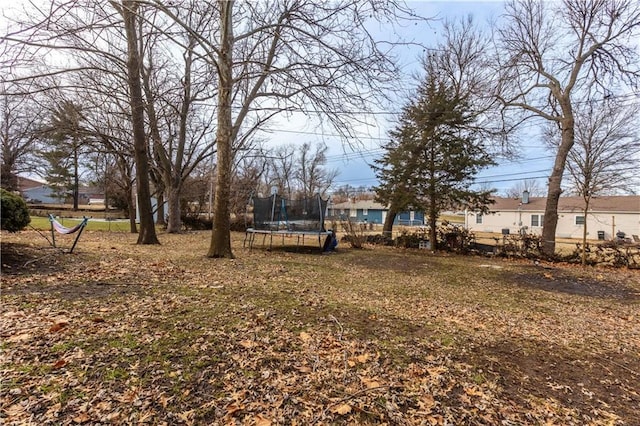 view of yard with a trampoline