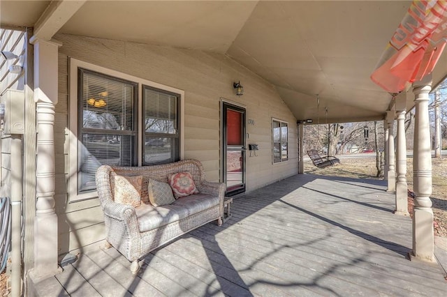 view of patio featuring a porch