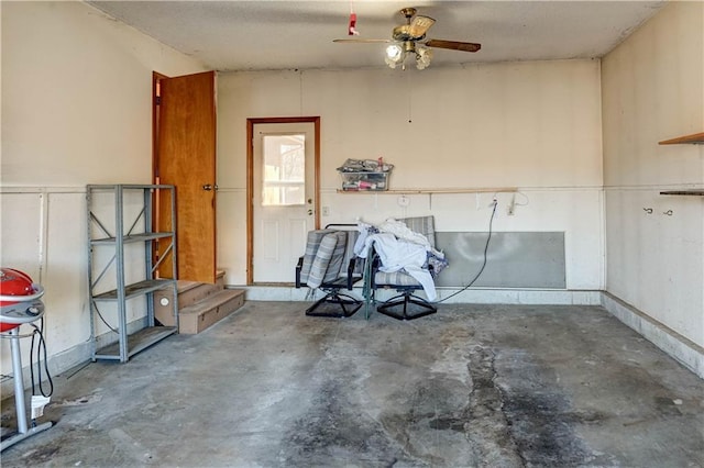 interior space featuring unfinished concrete flooring