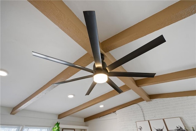 details with beam ceiling and recessed lighting