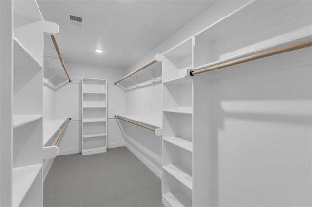 spacious closet with visible vents and carpet flooring