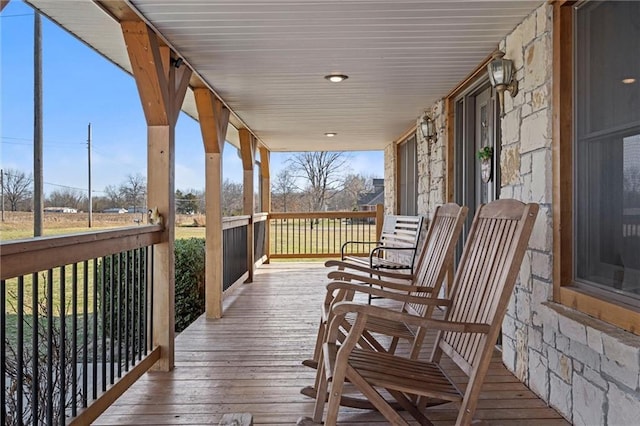 deck with a porch