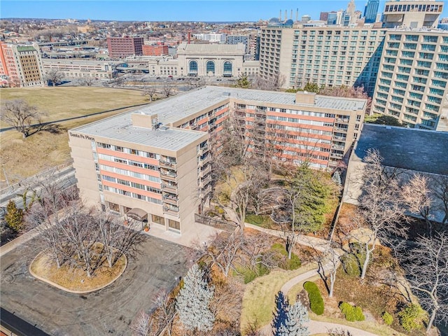 birds eye view of property featuring a view of city