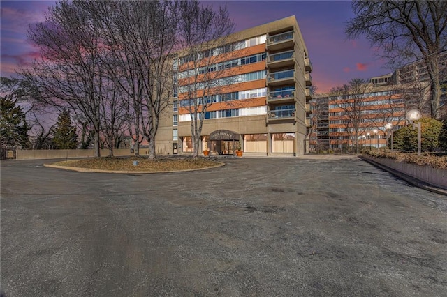 view of property at dusk