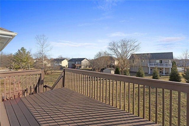 deck with a residential view