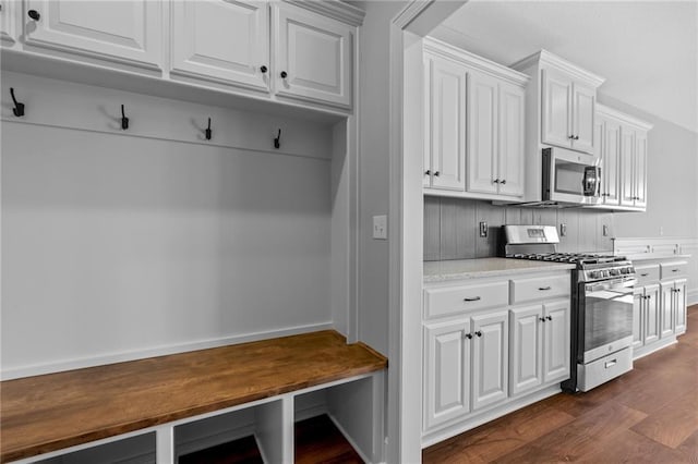 mudroom featuring dark wood finished floors