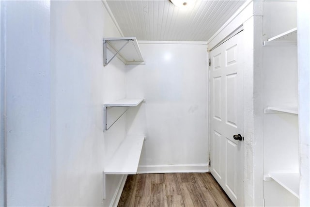 walk in closet featuring wood finished floors