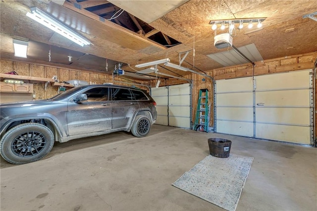 garage with a garage door opener