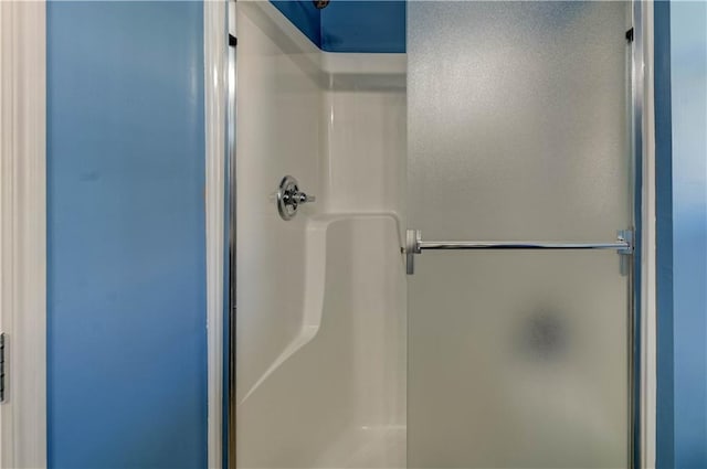 bathroom with a shower stall