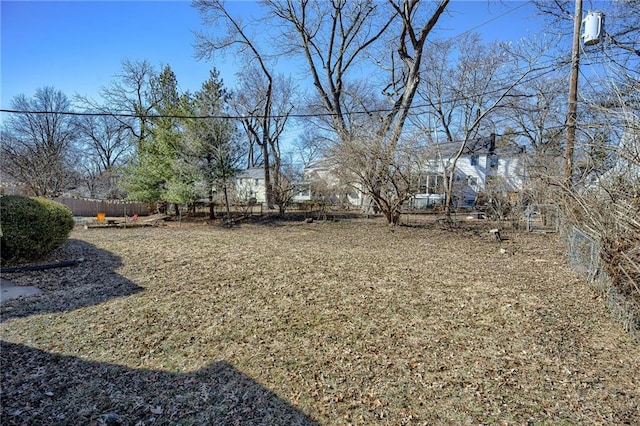 view of yard featuring fence