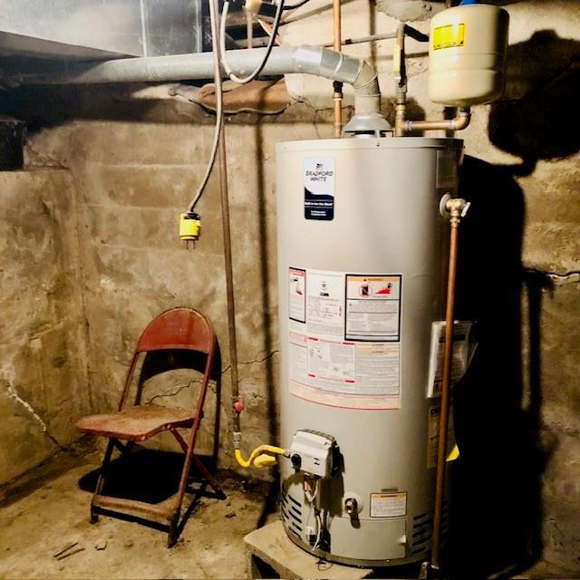 utility room featuring water heater