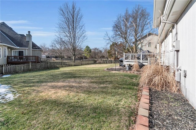 view of yard featuring a fenced backyard