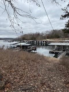 view of dock featuring a water view