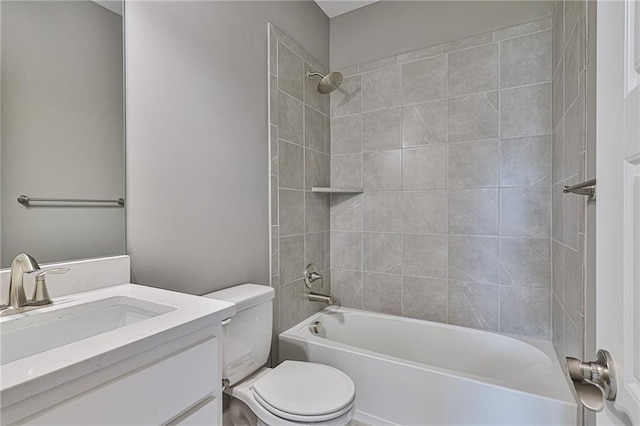 full bath with toilet, vanity, and shower / bathtub combination