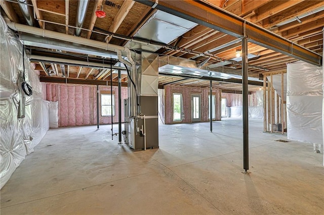 basement with heating unit