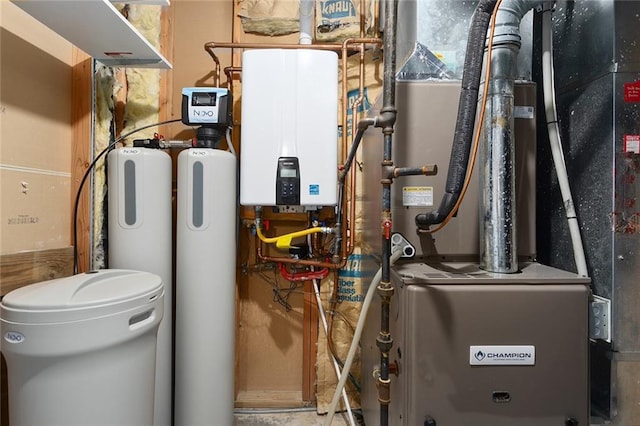 utility room featuring heating unit