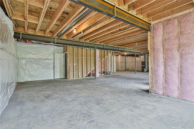 view of unfinished basement