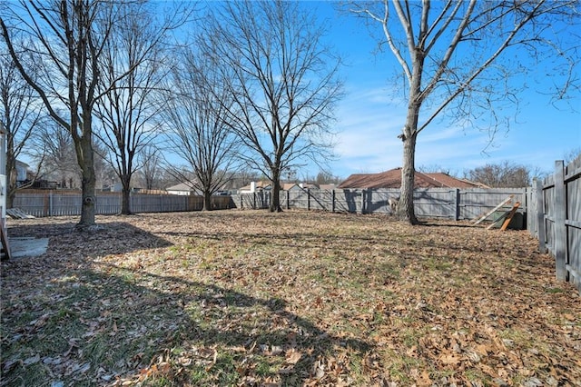 view of yard with a fenced backyard