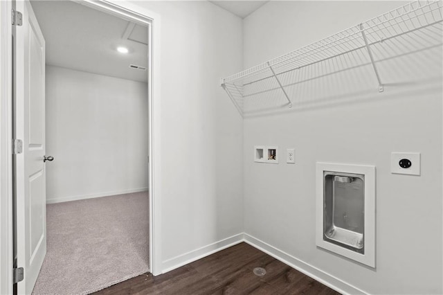 21800 Lucca Ln, Peculiar, MO 64078 - laundry room with hookup for an electric dryer, hookup for a washing machine, and dark wood-style floors
