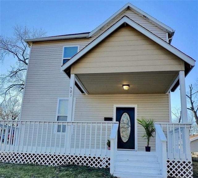 view of front of house with covered porch