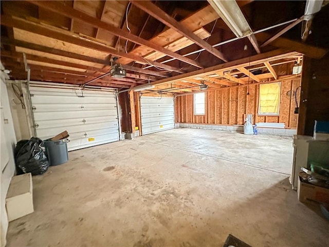 garage with a garage door opener