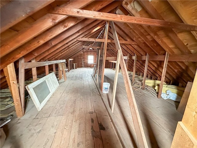 view of unfinished attic