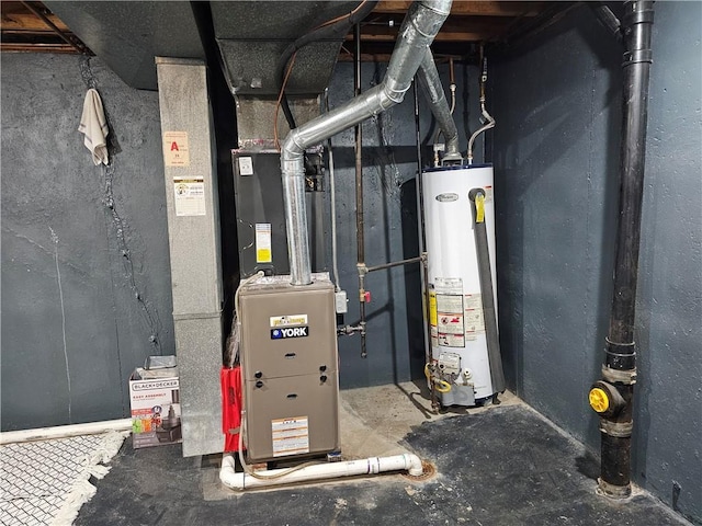 utility room featuring gas water heater