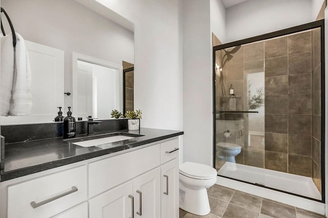 16649 S Tomashaw St, Olathe, KS 66062 - full bath featuring tile patterned floors, vanity, toilet, and a shower stall