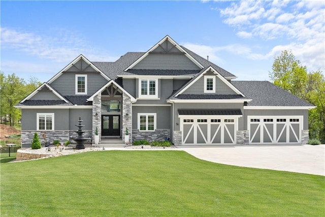 14 Omaha Cir, Lake Winnebago, MO 64034 - craftsman inspired home with stone siding, a front yard, driveway, and stucco siding