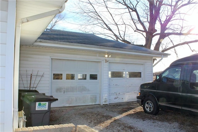 view of detached garage