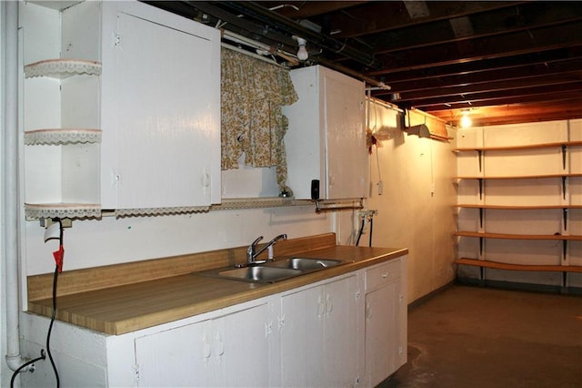 unfinished basement with a sink