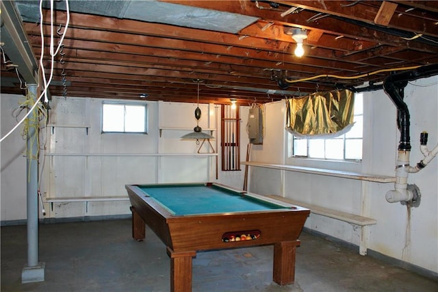 game room featuring concrete flooring