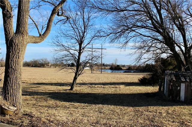 view of yard with a water view