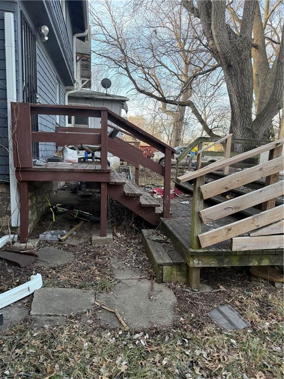 deck featuring stairway