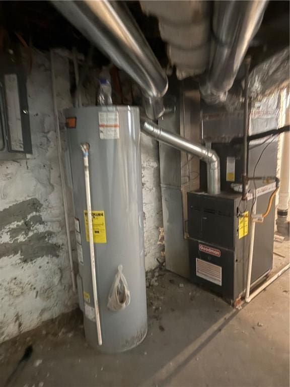 utilities with gas water heater and electric panel