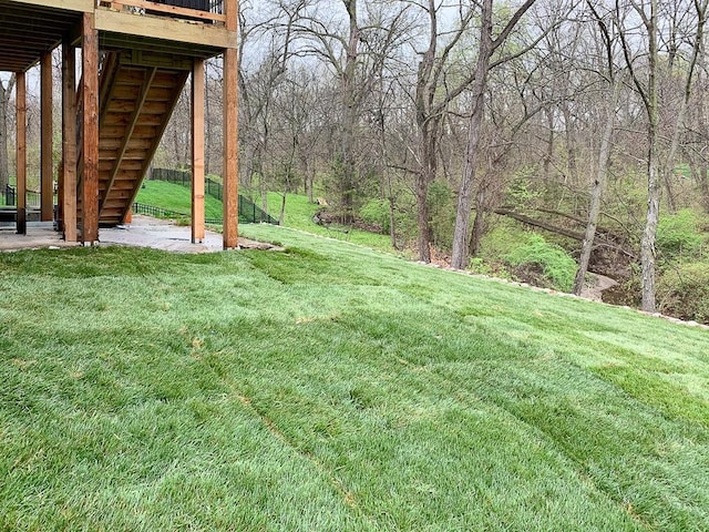 view of yard with stairs