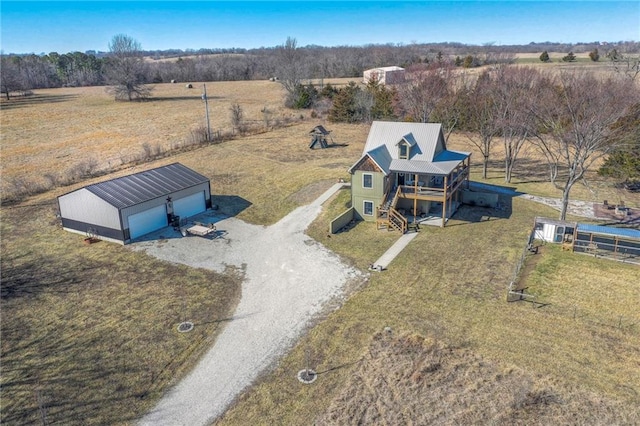 aerial view with a rural view