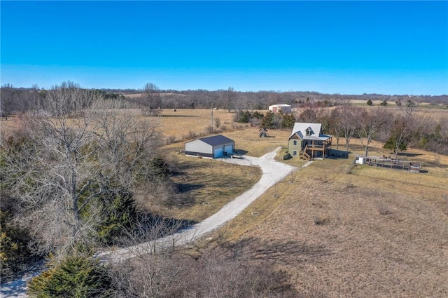 aerial view featuring a rural view