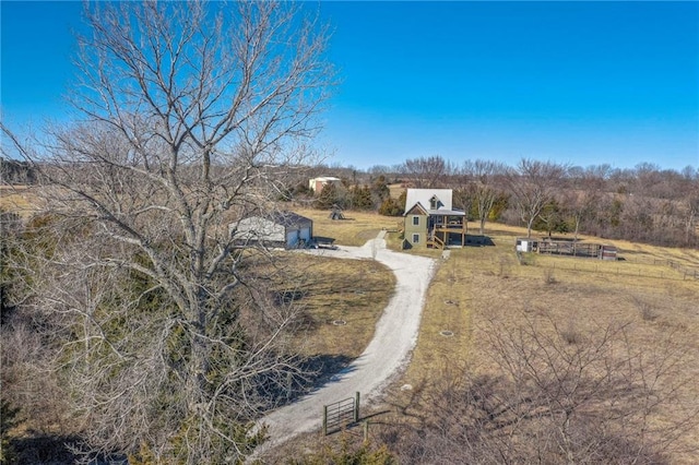 bird's eye view featuring a rural view