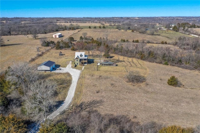 aerial view featuring a rural view