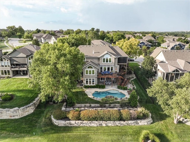 bird's eye view with a residential view